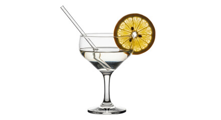 Isolated Martini Glass with Lemon and Straw