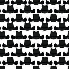 Seamless pattern with black man's hat. Fashion gentleman accessory pattern