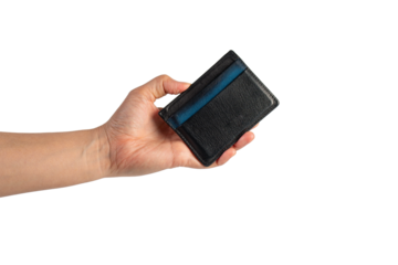 Card holder wallet in hand on transparent background