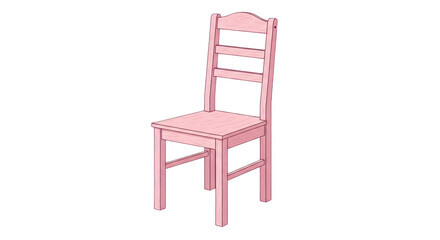Isolated Pink Wooden Chair with Simple Design