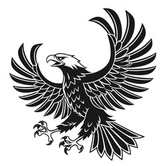 Obraz premium Majestic eagle with wings spread, isolated on white background