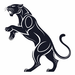 Obraz premium A fierce black panther roaring and poised to attack