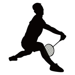 silhouette vector image of badminton movement, isolated on white background.