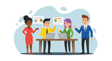 Diverse business team collaborating on project, ideal for presentations or website landing pages.