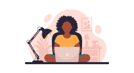 Woman working from home on laptop, perfect for remote work, freelance, or work-life balance content.