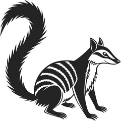 A numbat with a bushy tail, isolated on white background