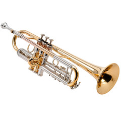 Obraz premium Isolated Trumpet on a White Backdrop for Musical Instrument Photography