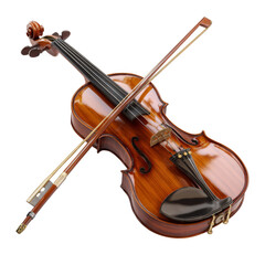 Isolated Violin with Bow, Perfect for Musical Themes, Arts, and Creative Projects