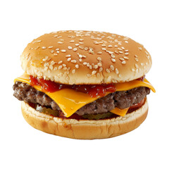 Classic cheeseburger, topped with sauce