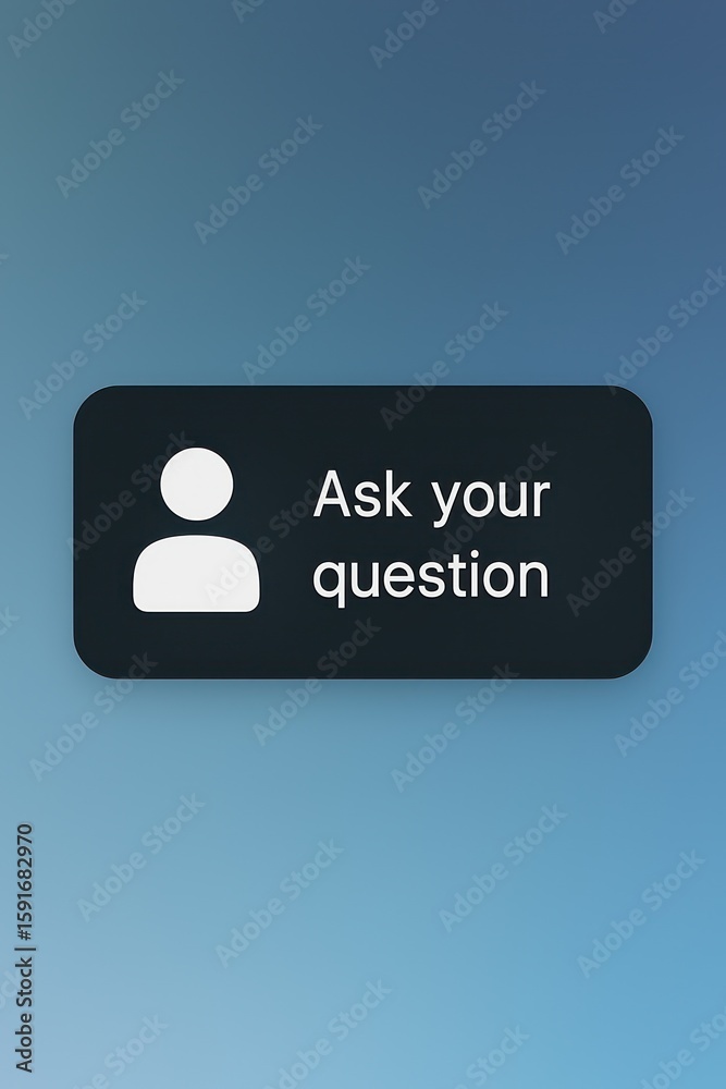 Poster a simple illustration of the message button to start question in a conversation, providing an access