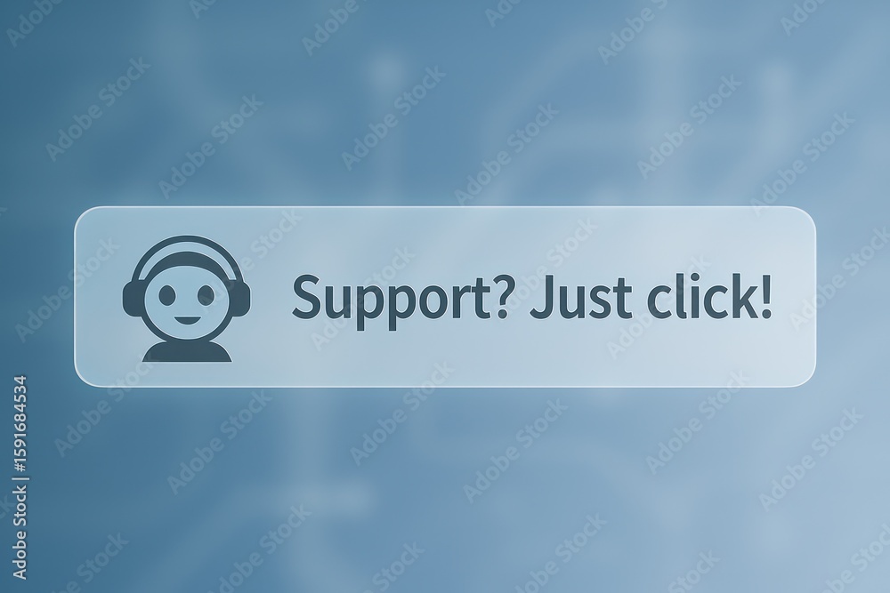 Poster a graphic featuring a support button with the text support? just click! and an illustration of a hea