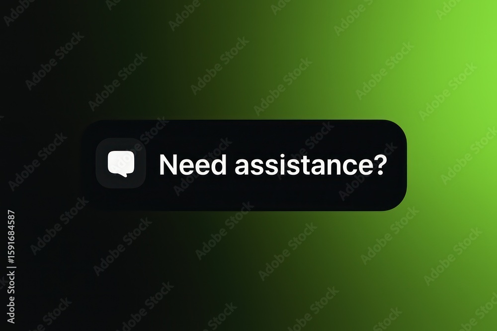 Poster a user-friendly digital button features the prompt need assistance?, conveying clear communication a
