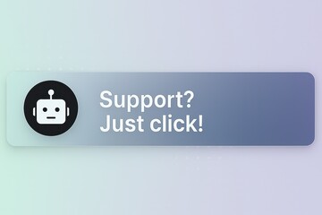 Obraz premium A futuristic interface displays a user-friendly call to action, inviting engagement with a support bot. Clean design and informative text convey immediate assistance. customer support service