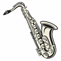 Saxophone &ndash; Wind Instrument Vector Illustration on White Background