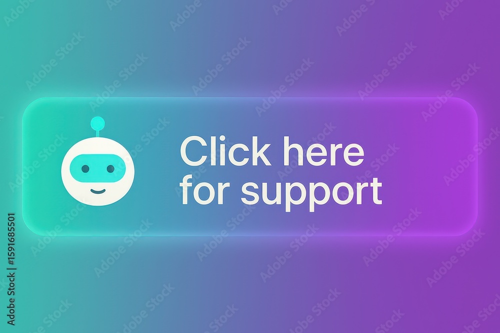 Poster an inviting graphical interface with a button that calls for support. designed in appealing gradient