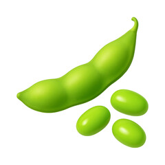 Fresh edamame pod with vibrant green color and smooth texture, perfect for healthy snacking