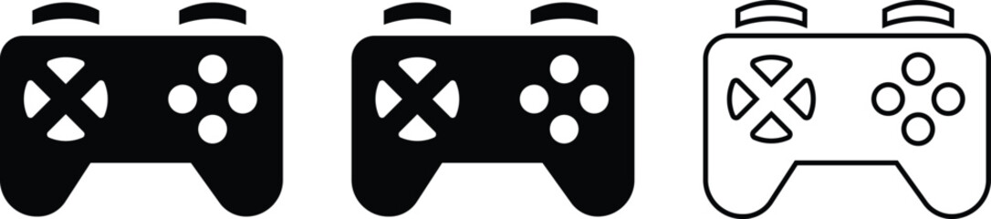 game console icon, gamepad icon, video game controller vector silhouette and outline icon