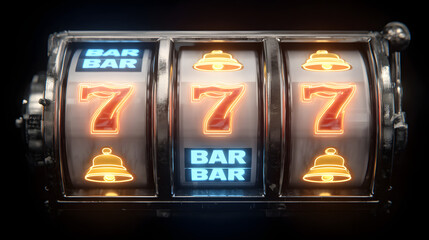 3d slot machine reel with three segments and a large golden number below in a luxurious gold and dark blue theme creating a rich vibrant casino aesthetic