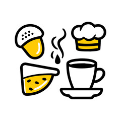 Food & Beverage Icon Set : Burger, Pizza, Coffee, Utensils
