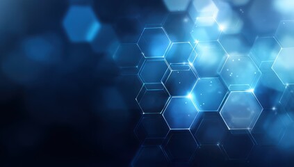 Abstract digital hexagons on dark blue background