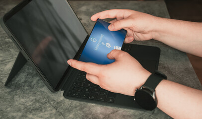 Close up of woman hands using smartphone for sending or receiving money online. Mobile online banking concept.