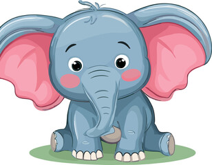 Fototapeta premium Sweet Baby Elephant Wildlife Vector Design