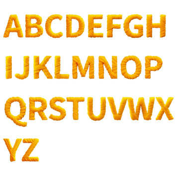 Embroidered golden alphabet