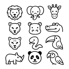 Obraz premium Animal Line Icons. Editable Stroke.