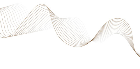 Abstract grey and white style smooth wave flowing curve brown line white background, use for music, wallpaper, swoosh speed, template vector illustration.