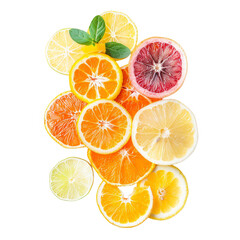 Fototapeta premium Colorful citrus slices, arranged artfully