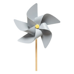 Gray Pinwheel Toy with Yellow Button on Transparent Background