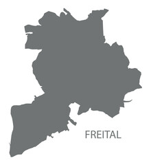 Freital city map grey illustration silhouette