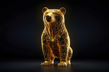 Illustration of a golden glowing bear standing in the dark.