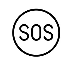 SOS sign in minimalist black and white design for emergency aid  