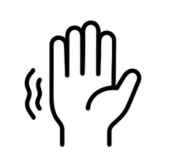 Hand waving gesture symbol in minimal line art style  