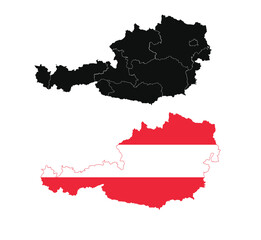 Austria, Map of Austria, Austrian map, country map, political map, geographic map, Austria outline, Austria borders, Austria regions, Austria provinces, Austria location, Central Europe, 