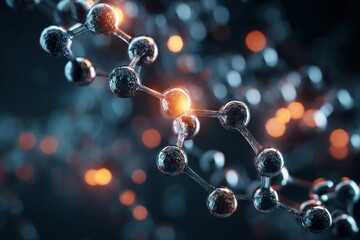 Molecular structure illuminated with light and an artistic touch, perfect for scientific visuals.