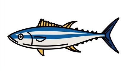 Illustration of a tuna fish, isolated on a white background