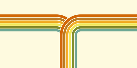 Retrofuturism poster design in trendy retro line style. Modern art poster retro vintage style 70s stripes background template lines shapes vector design.
