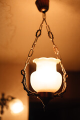 Old soviet chandelier on the ceiling