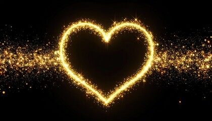 Golden heart shape with glittering particles