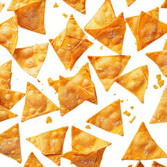 Golden triangle tortilla chips scattered