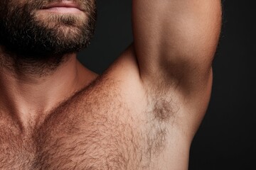 Mans chest  armpit detail hairy skin beard  shoulder