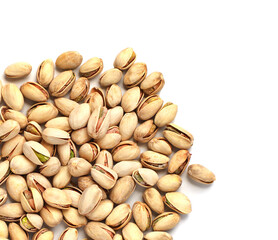 Pistachios on a white background