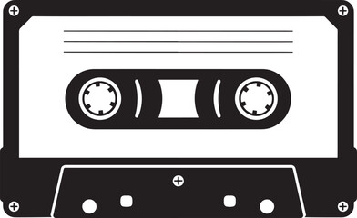 Fototapeta premium A blank retro audio cassette tape vector silhouette trending on Adobe Stock and microstock marketplaces