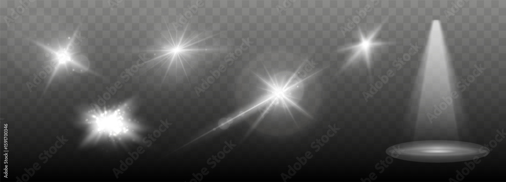 Canvas Prints set of shine glowing stars. vector spotlights and sparks isolated