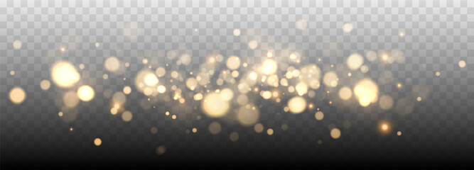 Gold bokeh lights isolated. Vector background with gold sparkles  © ket4up