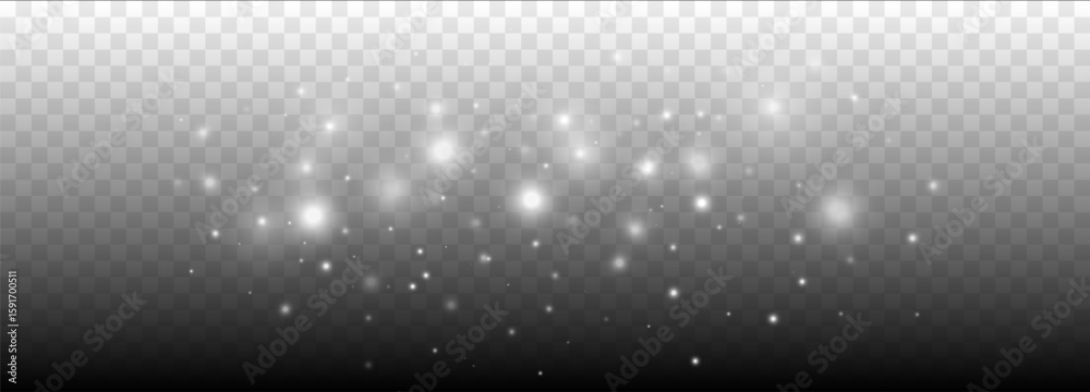 Sticker glowing light effect with many glitter particles with transparency. vector starry cloud with dust. m
