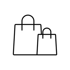 Shopping Bag Black Outline Icon. Black and White Shopping Love Symbol