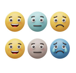 Illustration of six different emoji faces expressing various emotions in a grid arrangement